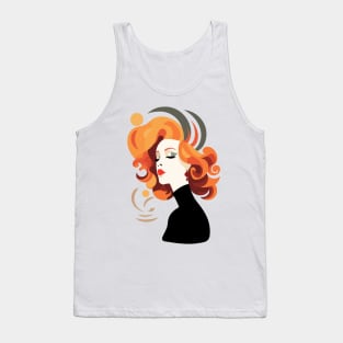 Minimalist Illustration of Orange-Haired Lady in Black Tank Top